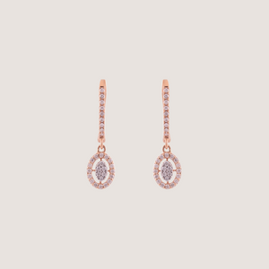18K Gold and Diamonds Vintage Style Cluster Oval Earring