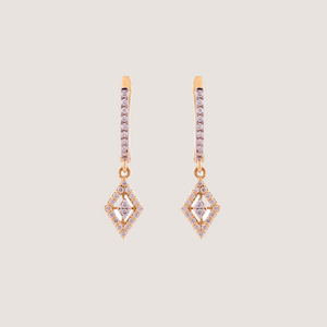 18K Gold and Diamonds Vintage Style Cluster Kite Earring