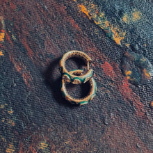 Load image into Gallery viewer, 18K Gold Polki Hoop Earrings with Green Enamel

