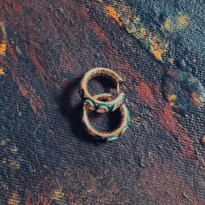 18K Gold Polki Hoop Earrings with Green Enamel