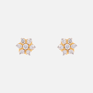 18K Gold Star Top Diamond Earrings