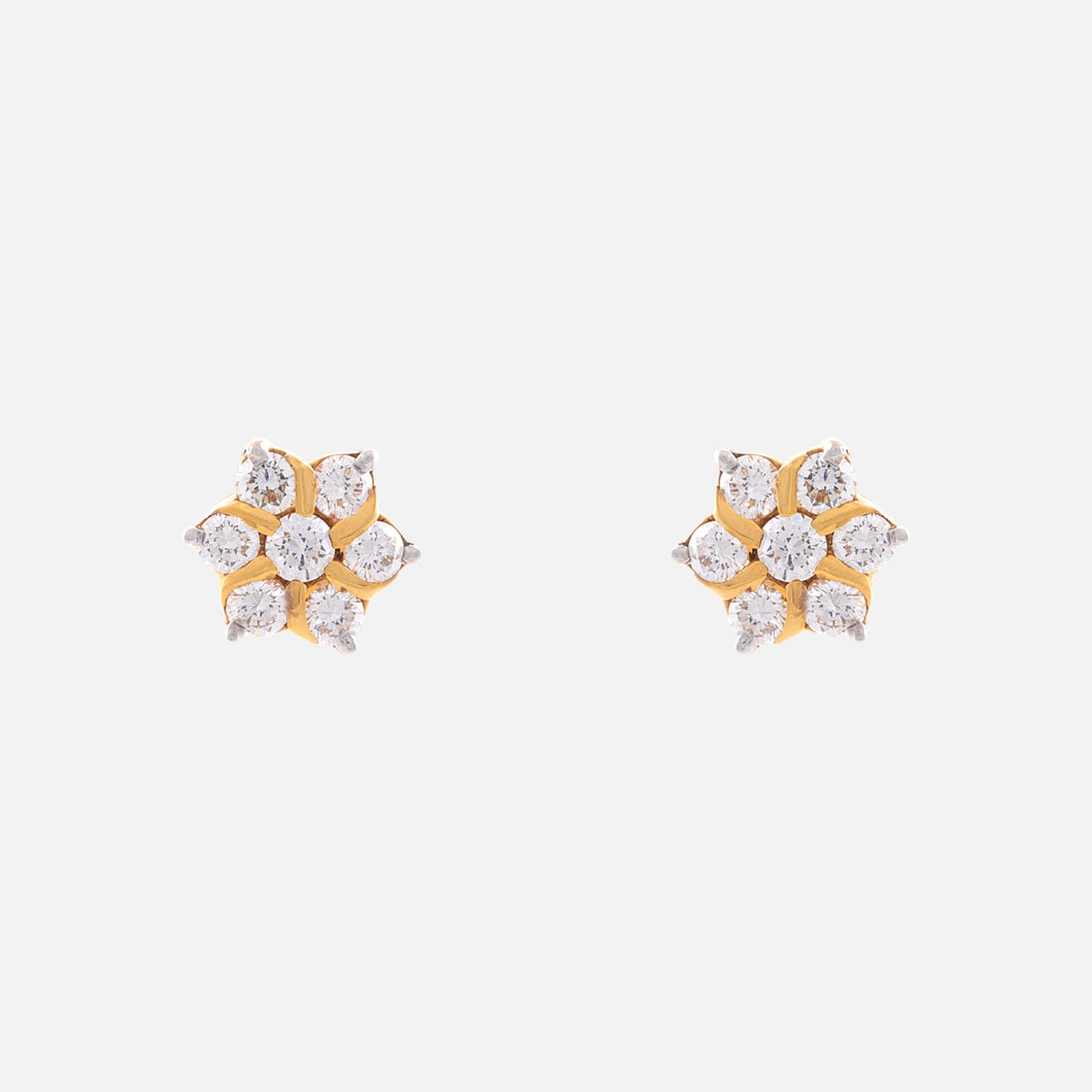 18K Gold Star Top Diamond Earrings