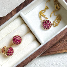 Load image into Gallery viewer, 18K Gold and Rubies Dome Earrings
