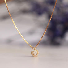 Load image into Gallery viewer, 18K Gold Drop Shaped Diamond Pendant with Halo
