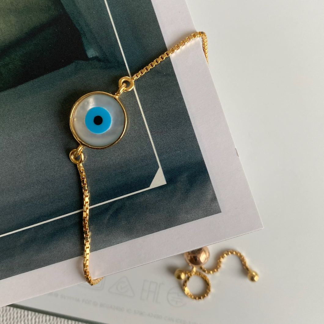 18K Yellow Gold Round Nazar Bracelet
