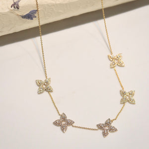 18K Gold and Diamond Pear Petal Chain Necklace