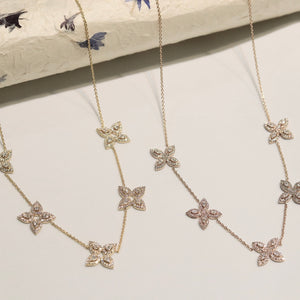 18K Gold and Diamond Pear Petal Chain Necklace