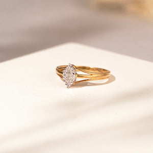 18K Gold and Diamonds Vintage Style Cluster Marquise Ring