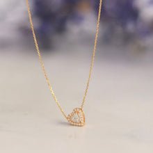 Load image into Gallery viewer, 18K Yellow Gold Heart Shaped Diamond Pendant with Halo
