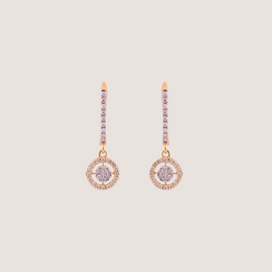 18K Gold and Diamonds Vintage Style Cluster Round Earring