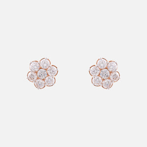 18K Gold Diamond Flower Earrings