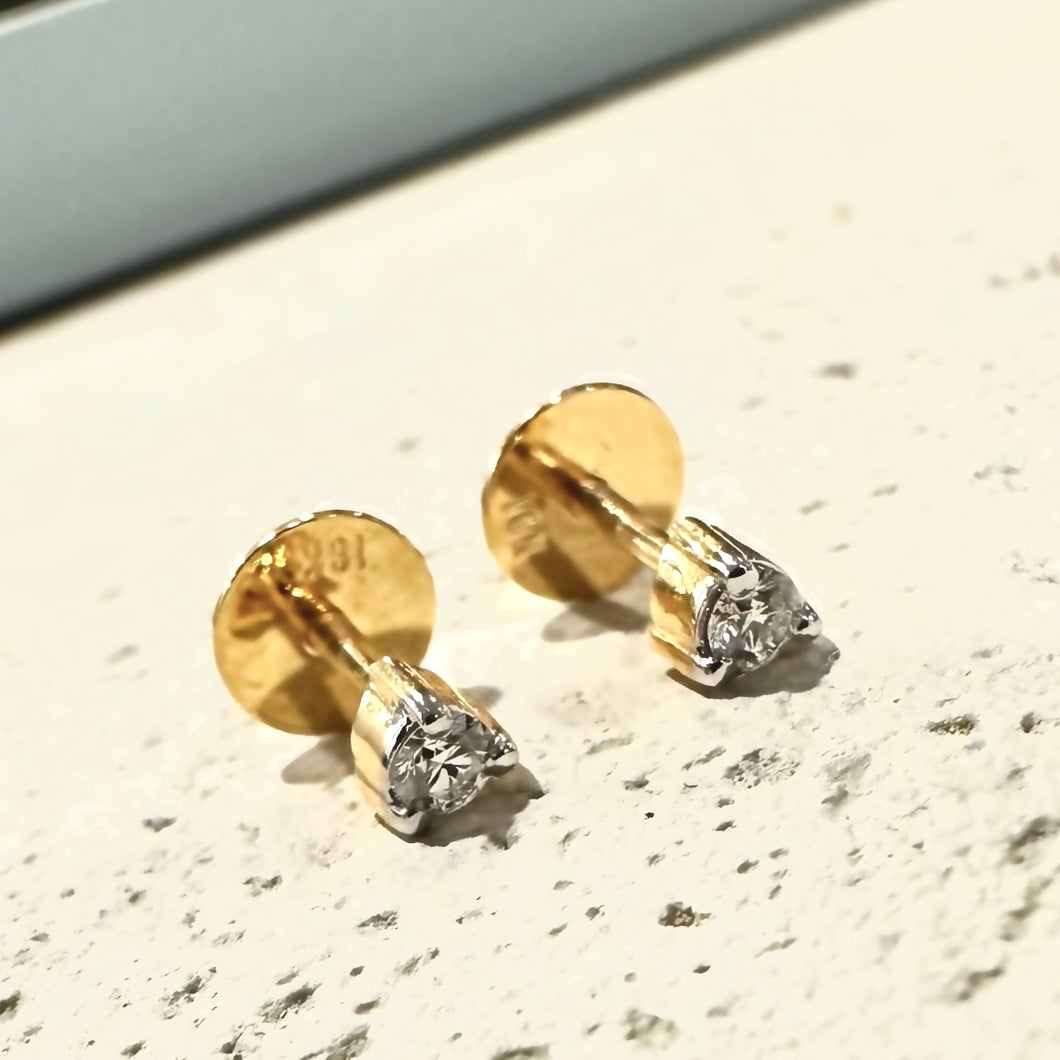 18K Gold Infant Diamond Earrings