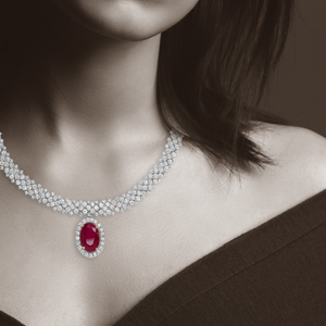 Diamond and Ruby Necklace in 18K Gold