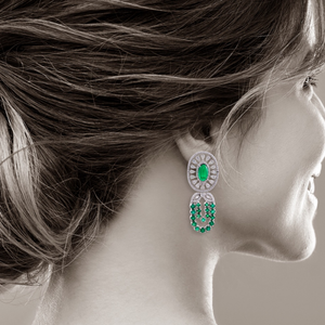 Emerald and Diamond Earrings in 18K White Gold