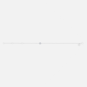 18K White Gold Bezel Round Solitaire Chain Bracelet