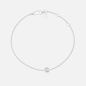 18K White Gold Bezel Round Solitaire Chain Bracelet