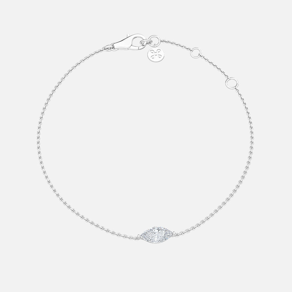 18K White Gold Marquise Solitaire Chain Bracelet