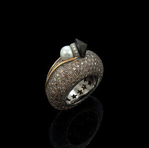 The Comet Ring in 18K White and Yellow Gold