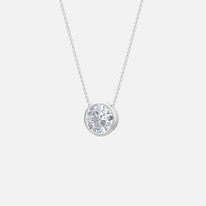 18K White Gold Bezel Round Solitaire Pendant