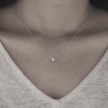 Load image into Gallery viewer, 18K White Gold Bezel Round Solitaire Pendant
