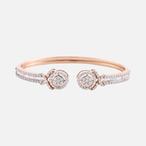 18K Gold Halo Diamond Cuff Bangle
