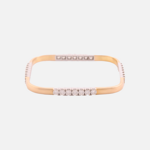 18K Yellow Gold and Diamond Timeless Square Bangle