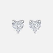 Load image into Gallery viewer, 18K White Gold Heart Solitaire Earrings
