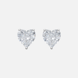 18K White Gold Heart Solitaire Earrings