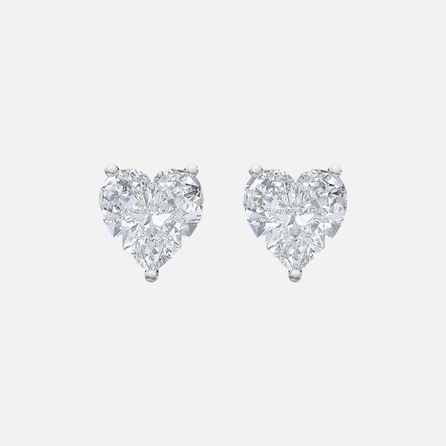 18K White Gold Heart Solitaire Earrings