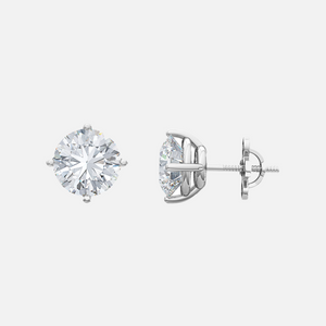 18K White Gold Round Solitaire Earrings