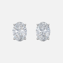 Load image into Gallery viewer, 18K White Gold Oval Solitaire Earrings
