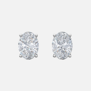 18K White Gold Oval Solitaire Earrings
