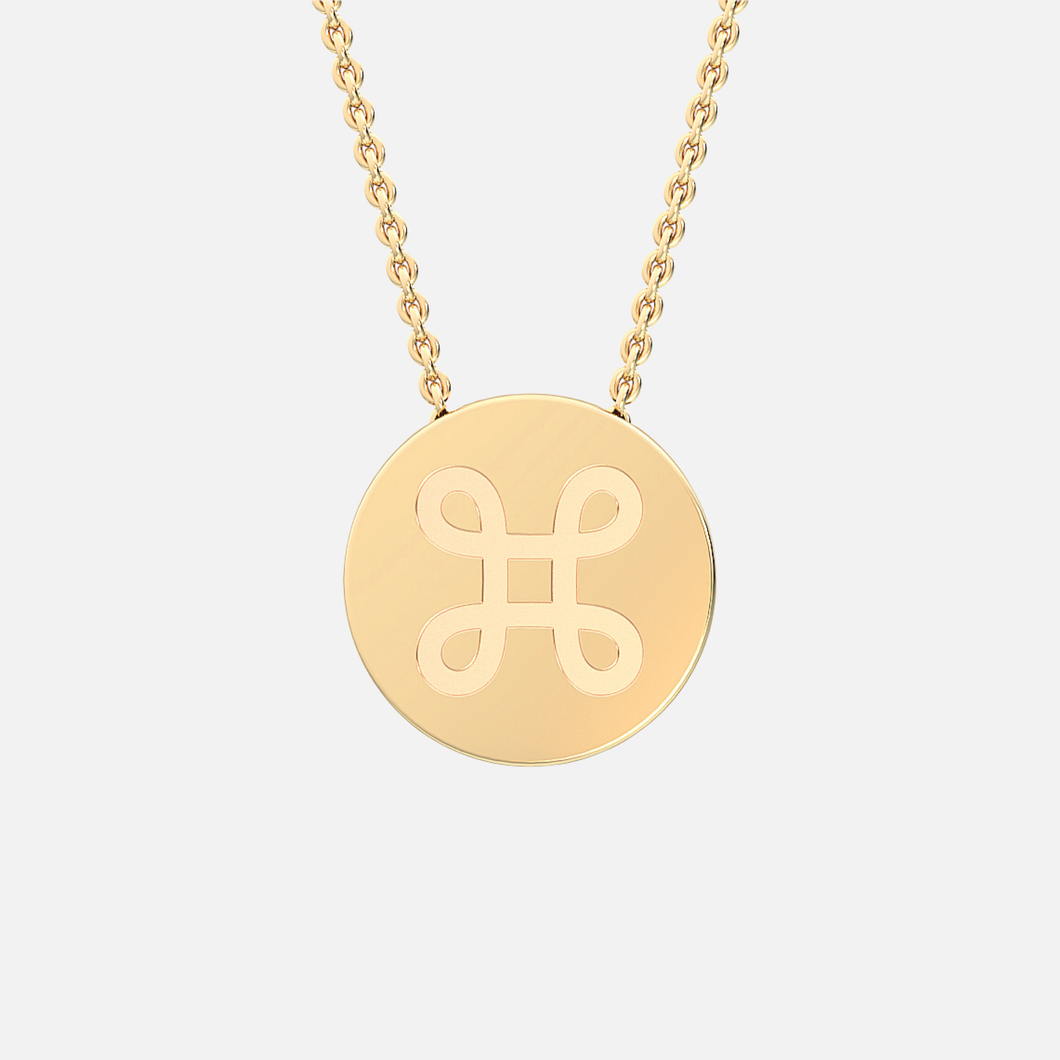 18K Yellow Gold Loop Disc Pendant