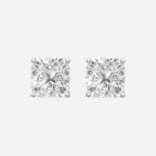 Load image into Gallery viewer, 18K White Gold Cushion Cut Solitaire Earrings
