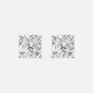 18K White Gold Cushion Cut Solitaire Earrings