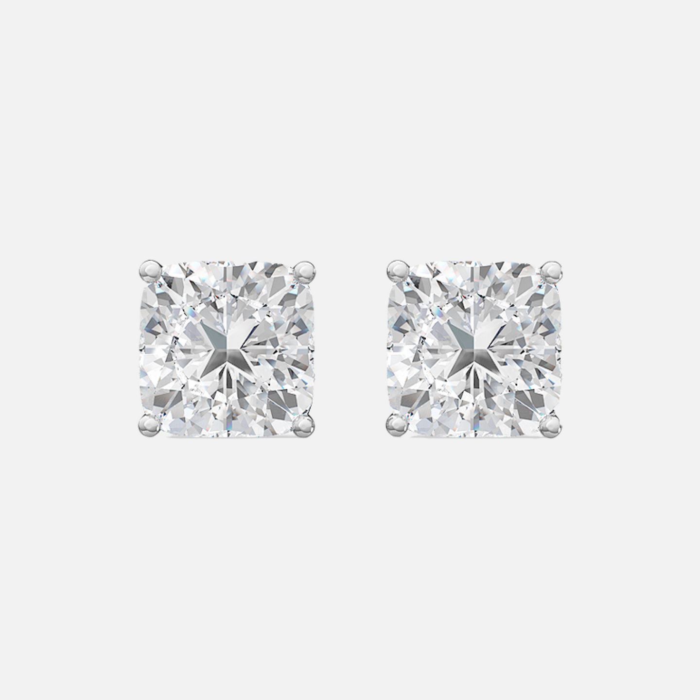 18K White Gold Cushion Cut Solitaire Earrings