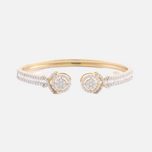 Load image into Gallery viewer, 18K Gold Halo Diamond Cuff Bangle
