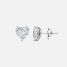 Load image into Gallery viewer, 18K White Gold Heart Solitaire Earrings
