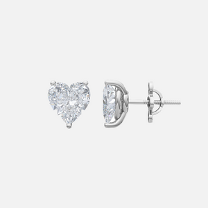 18K White Gold Heart Solitaire Earrings