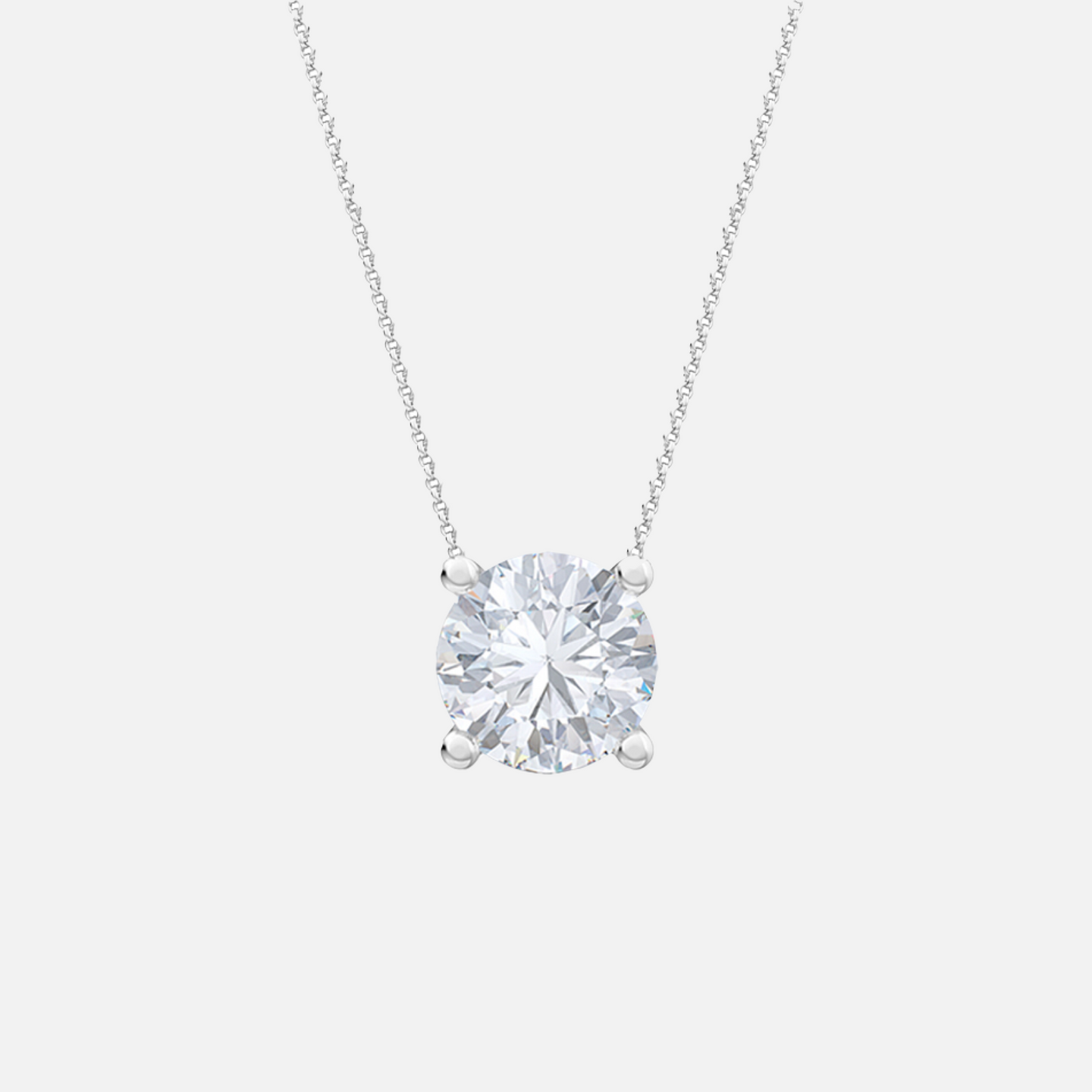 18K White Gold Round Solitaire Pendant
