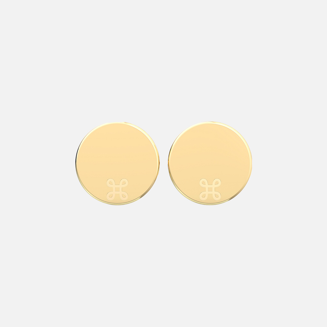 18K Yellow Gold Loop Disc Cufflink