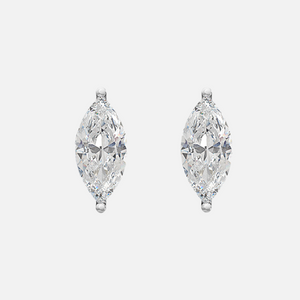 18K White Gold Marquise Solitaire Earrings