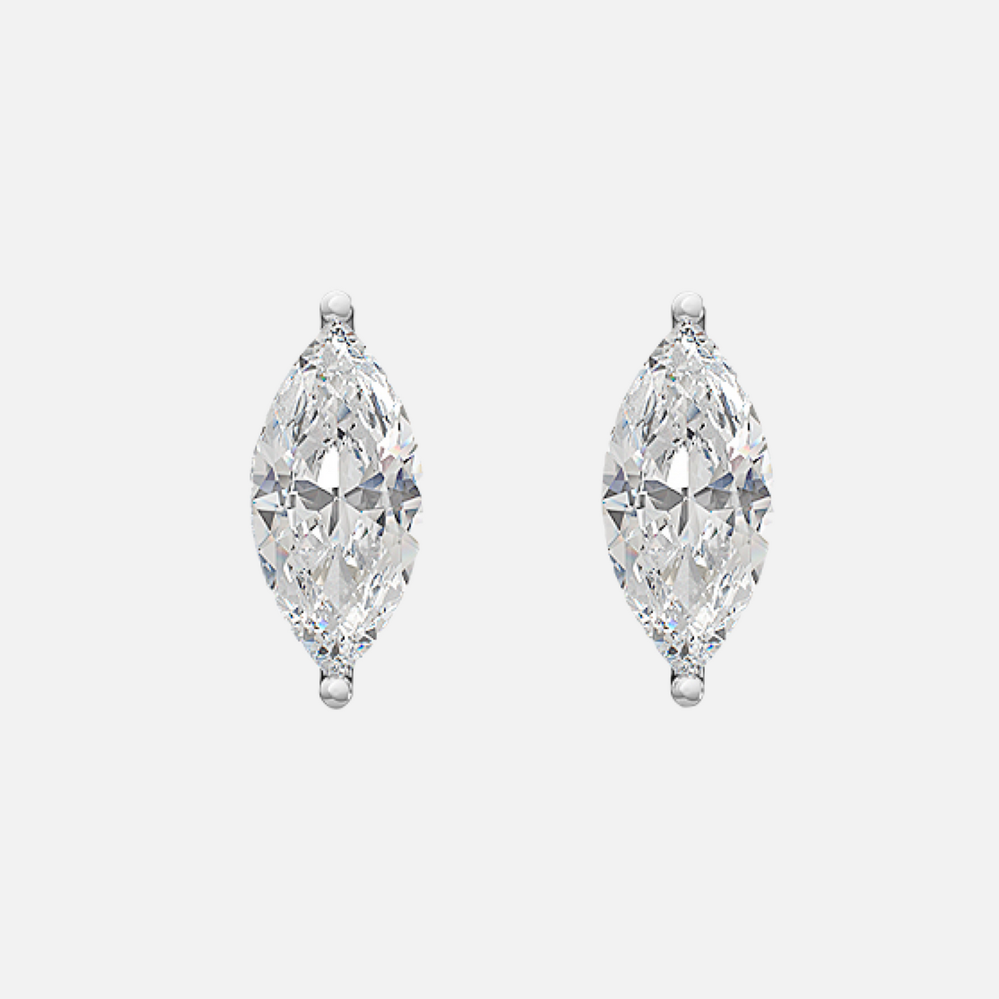 18K White Gold Marquise Solitaire Earrings