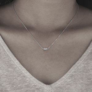 18K White Gold Marquise Solitaire Pendant