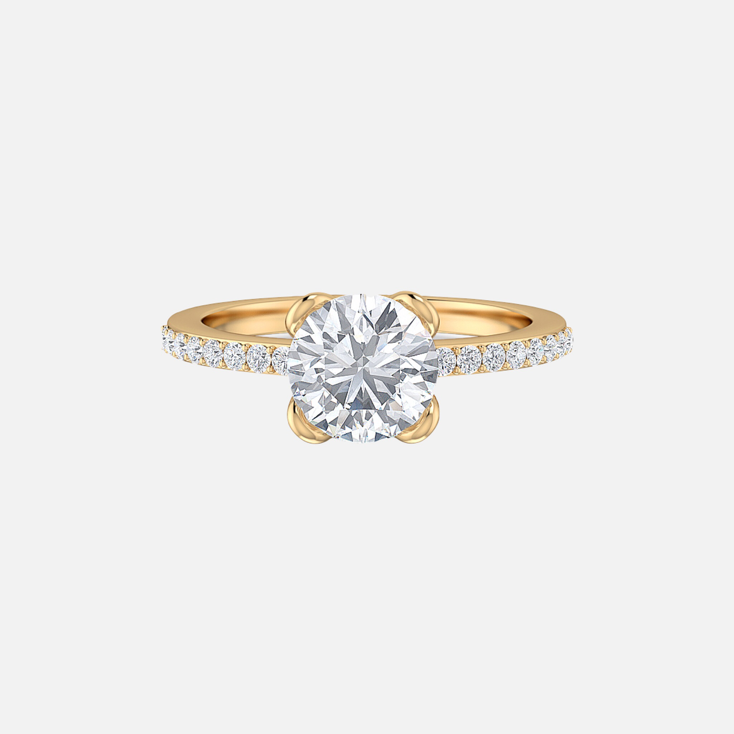 18K Yellow Gold Pavé Loop Knot Solitaire Ring