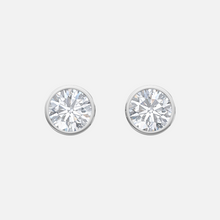 Load image into Gallery viewer, 18K White Gold Bezel Round Solitaire Earrings

