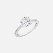 Load image into Gallery viewer, 18K White Gold Micro Pavé Loop Knot Solitaire Ring
