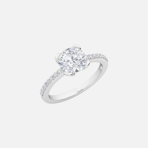 18K White Gold Micro Pavé Loop Knot Solitaire Ring