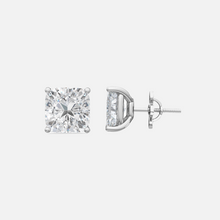 Load image into Gallery viewer, 18K White Gold Cushion Cut Solitaire Earrings
