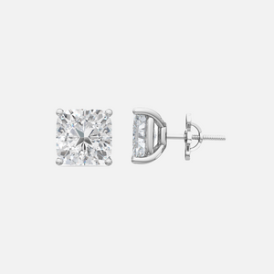 18K White Gold Cushion Cut Solitaire Earrings